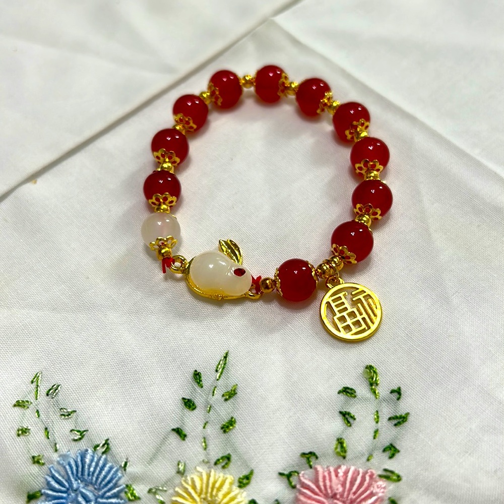Blessed Chinese zodiac rabbit bracelet new years gift